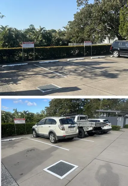 Carpark surface being cleaned with a commercial surface cleaner in Robina, Gold Coast