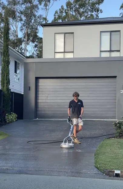 Surface cleaner leaving an even finish on concrete in Broadbeach, Gold Coast